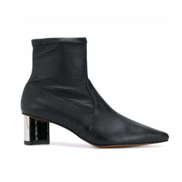 Robert Cleregie Black Leather Sock Ankle Pili Boots Booties Pointy Toe sz 38 - Picture 1 of 13
